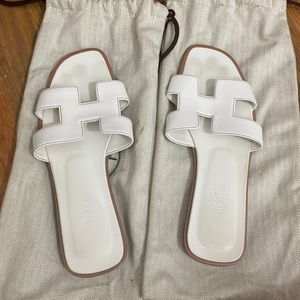 White Hermes Sandals
